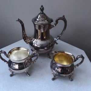 Towle Silverplate 3 Pc Coffee Pot Creamer Sugar Bowl set - Picture 1 of 10