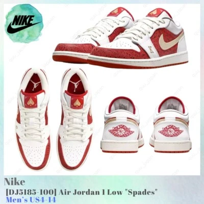 Nike Air Jordan 1 Low Spades DJ5185-100 Masculino US4-14 NOVO - Imagem 1 de 4