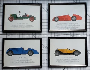 SET OF 4 ALFA ROMEO SPORTS CAR PRINTS  1912 TO 1950,  PRINTED IN 1960S - Picture 1 of 6