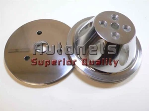Polea de manivela corta de bomba de agua de bloque pequeño de una sola ranura de aluminio pulido Chevy - Imagen 1 de 5