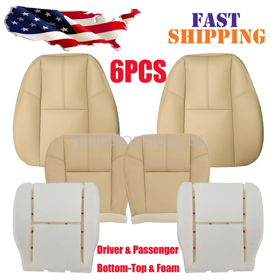 Cubierta de asiento delantera inferior-parte superior de cuero bronceado y espuma delantera para Chevy Silverado 2007-2014 Foto 1 de 4