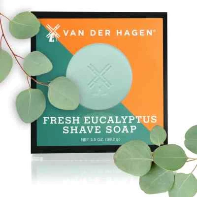 Van Der Hagen Shave Soap 3.5 oz Hypo-Allergenic Fresh Eucalyptus - Image 1 of 3