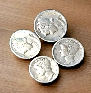 4 PACK 1936 MERCURY DIMES JEWELRY GRADE BRIGHT & SHINY DON'T MISS OUT! - Picture 1 of 8