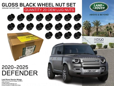 2020-2023 LAND ROVER DEFENDER Gloss Black Wheel Lug Nut Set Genuine D-VPLGW0169 - Image 1 of 4