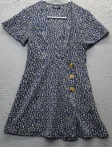 Nasty Gal Wrap Dress Women Size 2 Multi Leopard Print Plunge V Neck Button Front - Picture 1 of 8