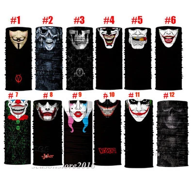 Skull Jokers Face Scarf Balaclava Neck Gaiter Bandana Neckerchief Fishing UV