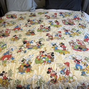 Vintage Disney Mickey, Minnie, Donald, etc.“Chores” Twin Blanket (used) - Picture 1 of 9