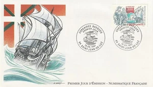 Enveloppe 1er jour 1997 Numismatique Corsaires Basques St Jean de Luz - Picture 1 of 2