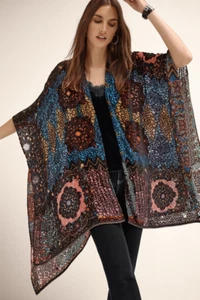 JOHNNY WAS BURNOUT VELVET SHAWL kimono Wrap Retail $248 NWT - Picture 1 of 5