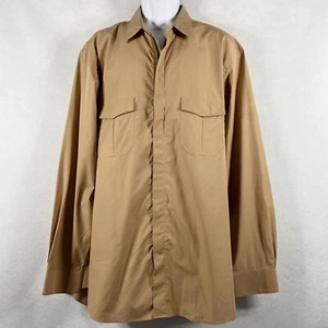 Paul Fredrick Shirt Men's XL Brown Full Zip Long Sleeves Cotton Pockets NWOT - Picture 1 of 13