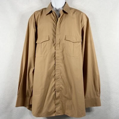 Camisa Paul Fredrick Para Hombre XL Marrón Cremallera Completa Mangas Largas Algodón Bolsillos Nueva Sin Etiquetas Foto 1 de 4