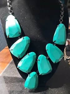 Pre-owned Kendra Scott Harlow Necklace Black Chain & Teal Chalcedony - Picture 1 of 5