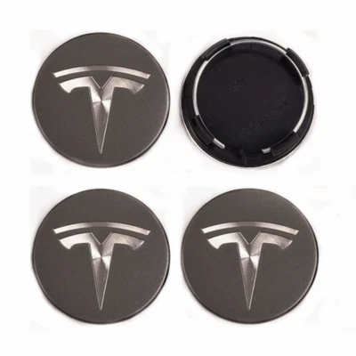 4PC TESLA MODEL 3, S, X GUNMETAL GREY WHEEL CENTER HUB CAPS 2012-2020 6005879-00 - Image 1 of 4