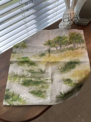 Pottery Barn Painted Woods Pillow Cover Green Yellow 20 sq Toile Landscape New🦩 - Image 1 of 3