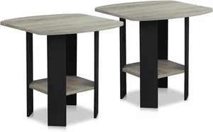 Simple Design End Table, 2-Pack, French Oak Grey/Black - Picture 1 of 12