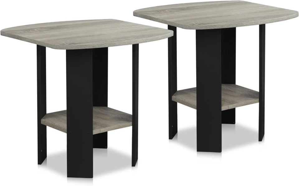 Simple Design End Table, 2-Pack, French Oak Grey/Black - Image 1 of 4