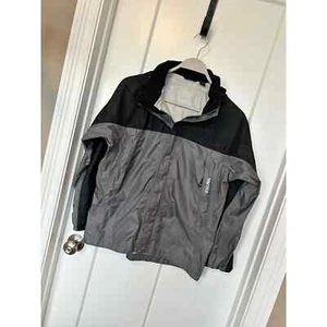 Marmot youth Full Zip hooded rain Jacket Long Sleeve Black Gray Size Xl - Picture 1 of 16