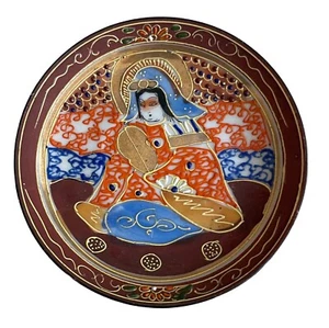 Geisha Signed Hand Paint. Japan Porcelain Trinket Dish Gold Details - Picture 1 of 5