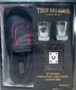 Gift Set True Religion Tequila Glass, Cards, Slippers Navy Red Logo Size M(9-10) - Picture 1 of 2