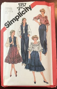 Simplicity 5357 modello da cucire taglia 18 20 non tagliato 1981 blusa gonna pantaloni gilet - Foto 1 di 8