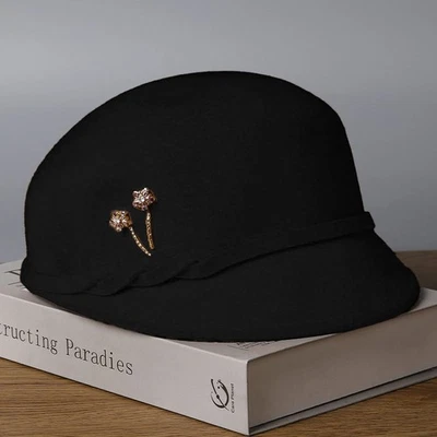 New Fashion Women's LACE MONDE Hat 100%Wool Diamond-Encrusted  - Image 1 of 4