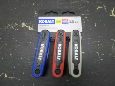 Kobalt Folding Hey Key Set 25 Piece SAE Metric Tool 3 Piece 0498862 New - Image 1 of 4