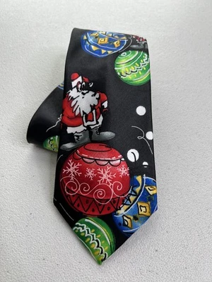 Gravata padrão enfeite de Natal J. Garcia preta, azul, vermelha, verde nova sem etiquetas - Imagem 1 de 4