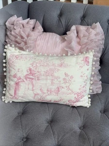 Vintage Pink Toile Accent Pillows - Picture 1 of 6