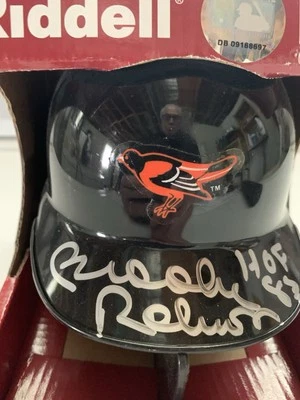 BROOKS ROBINSON HOF 83 BALTIMORE ORIOLES  SiGNED AUTO ORIOLES MINI HELMET - Image 1 of 3