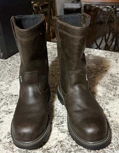 HERREN WOLVERINE WEELY BODEN HANDARBEIT DUNKELBRAUN STAHLKAPPE STIEFEL GRÖSSE 11 EW - Bild 1 von 5