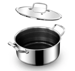 Stainless Steel Casserole Dish lid Saucepan non stick Sauce pot induction 5L - Picture 1 of 12