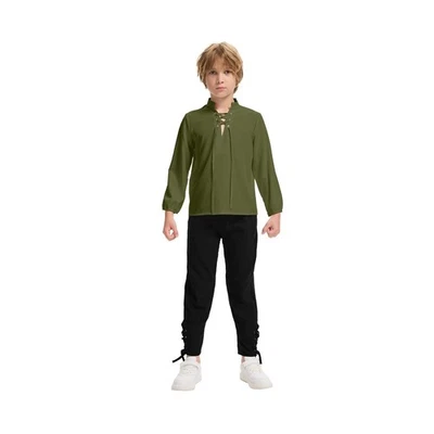 Conjunto de pantalones al tobillo camisa pirata medieval para niños disfraz vikingo para... envío rápido Foto 1 de 4