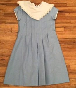 Vintage Sylvia Whyte Blue & White Dress Girls Size 8 - Picture 1 of 6