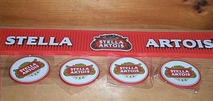 STELLA ARTOIS BIER LOGO BARSCHIENE MATTE & 4 BARUNTERSETZER NEU  - Bild 1 von 1