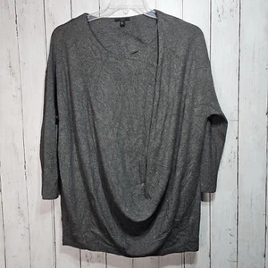 COS Women's Asymmetric Drape Front Top Charcoal Gray Knit Shirt Size Large  - Picture 1 of 6