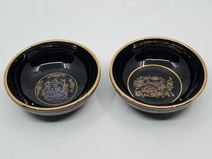 Handmade Greek 24k Gold & Black Pottery Bowls - Set of 2 Anapale - Picture 1 of 7