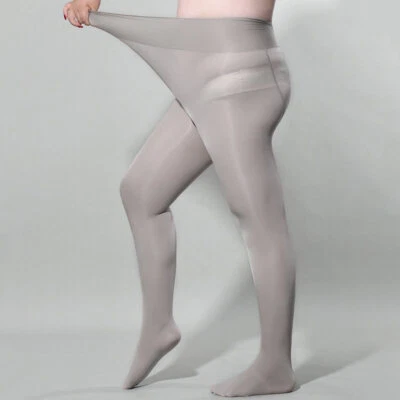 300lbs Plus Size Women Shiny Glossy Pantyhose Sheer Stockings Open Crotch Tights - Image 1 of 4