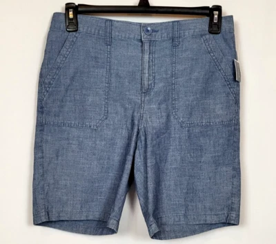 Karen Scott NWT Women's 10 Petite Blue 100% Cotton Lightweight Chambray Shorts - Image 1 of 4