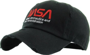 NASA Distressed Adjustable Black Cap Dad Hat by KB Ethos  - Picture 1 of 3