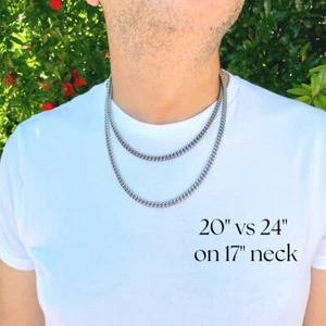 18-24" Stainless Steel Silver 7mm Chain Cuban Curb Womens Mens Necklace Gifts - Picture 1 of 15