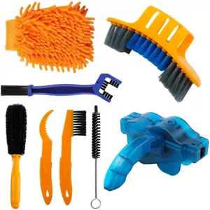 8 Pack Precision Bicycle Cleaning Brush Tool,Including Bike Chain Scrubber Bruse - Picture 1 of 8