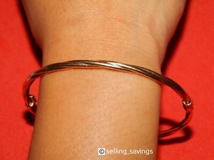 14K YELLOW GOLD ITALIAN TWISTED LINK HINGED BANGLE BRACELET MADE IN ITALY