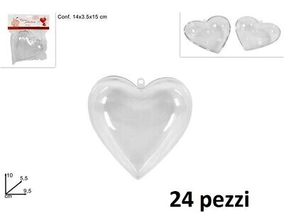 Set 24 Pezzi Cuore Apribile In Plastica Trasparente San Valentino 10cm Dfh • 26.99€