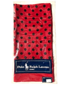 New POLO RALPH LAUREN 100% Silk Red Polka Dot Lg Neck Head Scarf 34" Square NWT - Picture 1 of 10
