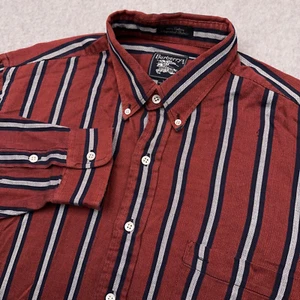 Camisa vintage con botones Burberrys para hombre grande a rayas rojas años 70 80 hecha en EE. UU. - Imagen 1 de 10