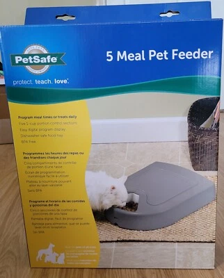 Novo na Caixa PetSafe Eatwell Automático 5 Refeições Alimentador para Animais de Estimação Gato Cachorro Programável - Imagem 1 de 2