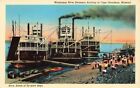 Postcard MO Cape  Riverboats Girardeau Mississippi River Steamers Smoke Stacks
