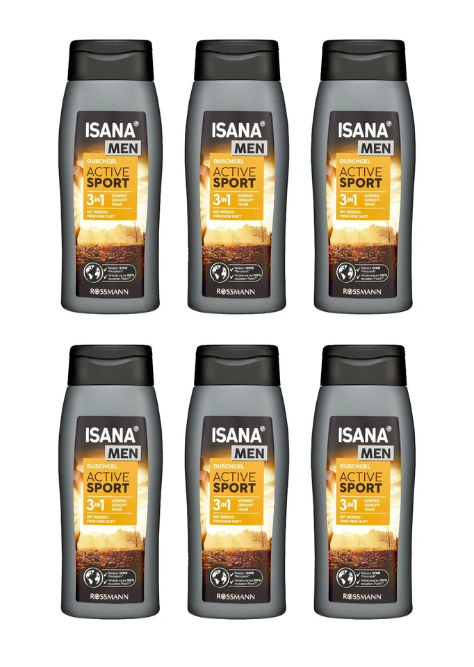6 x 500ml | ISANA 3in1 Duschgel Active Sport