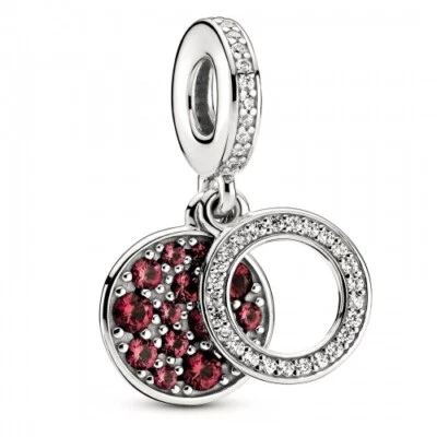 Funkelnde Rote Scheibe Doppelter PANDORA Charm-Anhänger 799186C03 - Bild 1 von 4