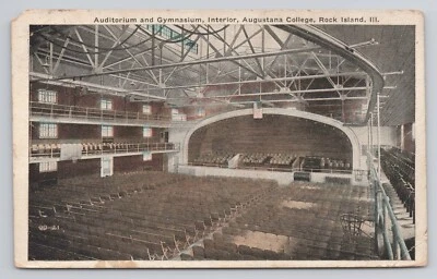 Auditorium Gymnasium Interior Augustana College Rock Island Illinois Postcard - Image 1 of 2